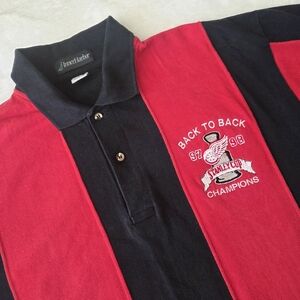VTG Detroit Red Wings Stanley Cup Champs Back To Back  Polo 90s Red Black Mens L